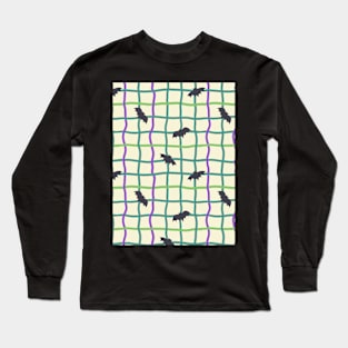 Wobbly Checkers and Bats - Halloween Pattern - Bright Colors Long Sleeve T-Shirt